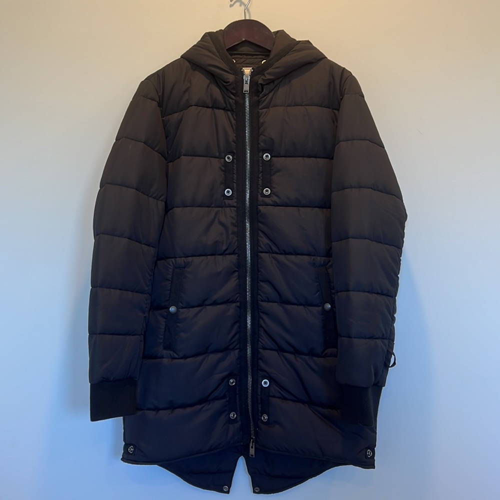 NWT Zadig and Voltaire Kart Tech Black Puffer Long Zippered Winter Jacket Large